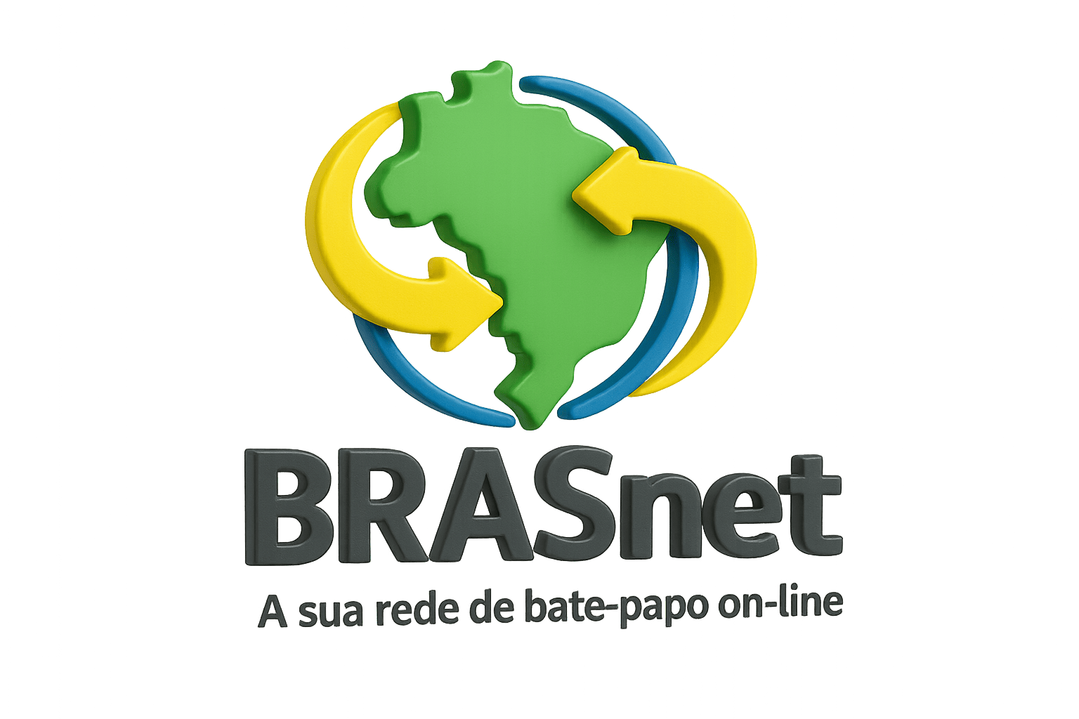 Logotipo BRASnet com o slogan 'A sua rede de bate-papo on-line'